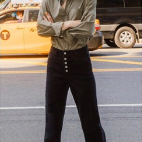 Flying monkey wide leg crop black jeans button fly stretchy NWT - Picture 2 of 3